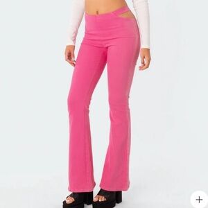 NWT Edikted Kira Cutout Pink Flared Leg Festival Pant Y2K Jean Size Medium